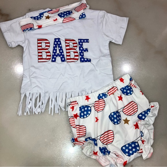 Other - ‼️5 FOR $15‼️ NEW “BABE” Red, White and Blue Outfit
